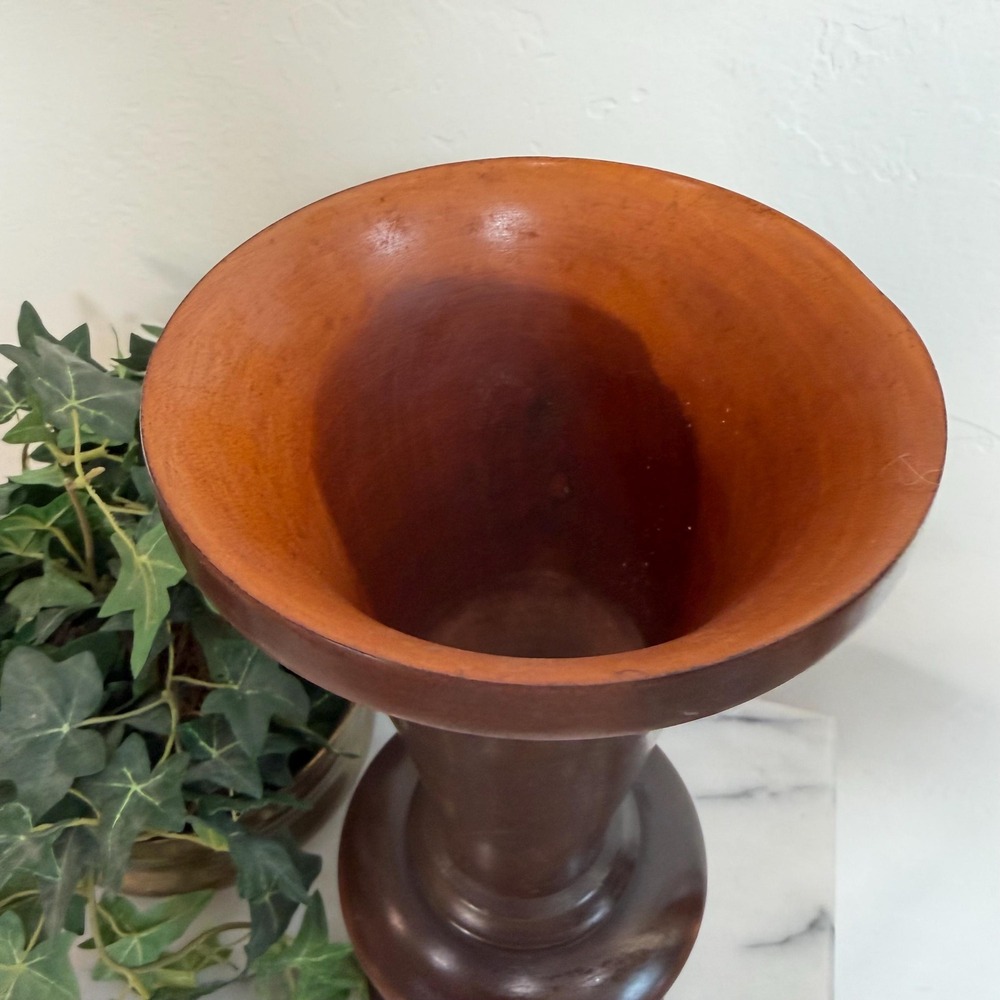 Hand-Turned Solid Wood Vase Mid-Century Modern Vintage - Picture 4 of 5